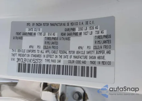 2019 Toyota Yaris Le из США, поврежденный, VIN 3MYDLBYVXKY523721